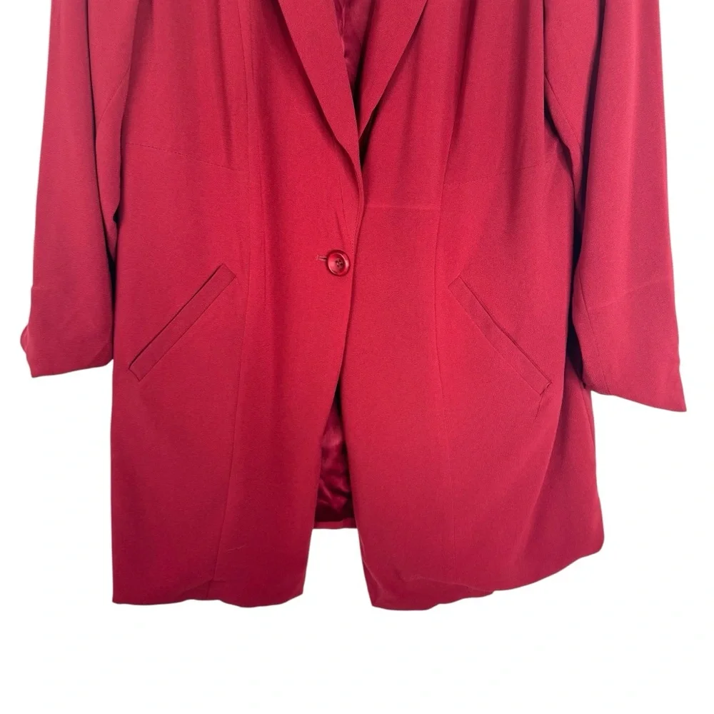 Torrid Studio Crepe Longline Blazer Single Button Breasted Long Jester Red 1X - Picture 4 of 15